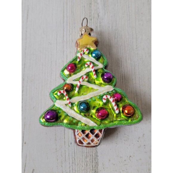 Radko sweet Ginger Tree 2000 blown glass ornament glitter Xmas - Picture 1 of 6